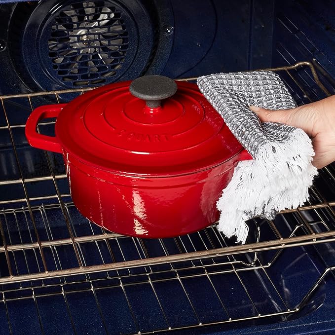 Smith & Clark 3-Quart Enameled Cast Iron Dutch Oven Pot with Lid, Red