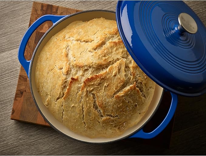Mercer Culinary Enameled Cast Iron Round Dutch Oven, 6 qt., Navy Blue