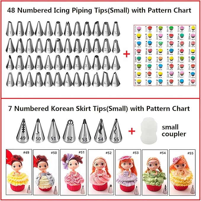 393 Pcs Cake Decorating Kit,with Aluminium Cake Turntable,Leveler,55 Numbered Icing+Skirt Tips,2 Spatulas,3 Scrapers,5 Coupler,100 Pastry Bags,150 Paper Cupcake Liners & More Baking Tools