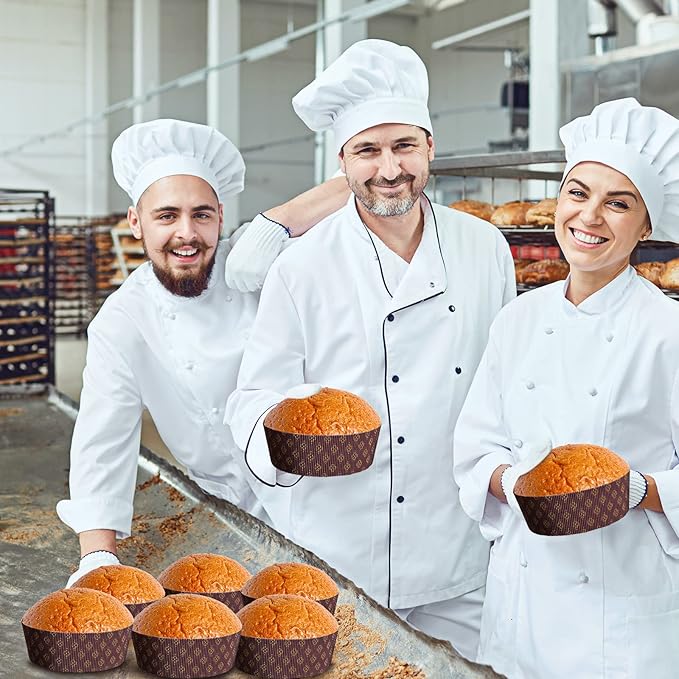 Thenshop 50 count Panettone Paper Mold Pans for Baking Heat Resistant Paper Baking Cake Pan 6 x 2.4 Disposable Panettone Mold for Muffin Cupcake, Microwave Oven and Freezer Safe