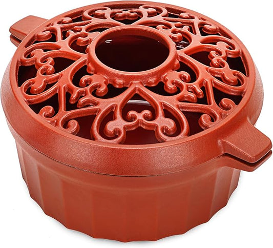 1MORE Wood Stove Steamer- Wood Stove Humidifier Cast Iron with Porcelain Enamel Coating, Fireplace Steamer Pot, Rust Resistant, Home Indoor Decorative, 2.5 Quart Capacity,Red