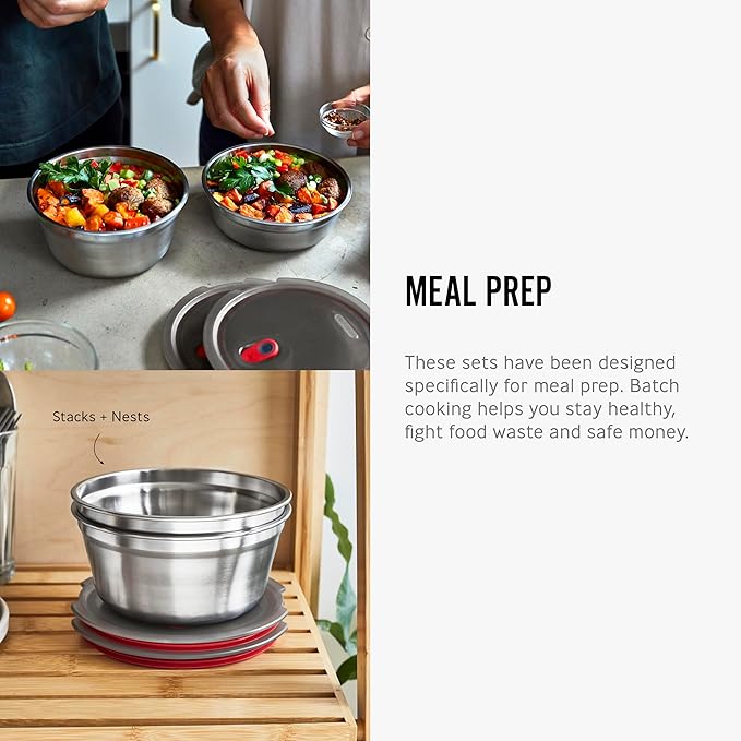 BLACK + BLUM Lunch Bowl - Reusable Meal Prep Containers for Picnic & Camping - Microwavable Stainless Steel Lunch & Dinner Food Storage Box with Leak Proof Lid - Dishwasher & Oven Safe - 650ml