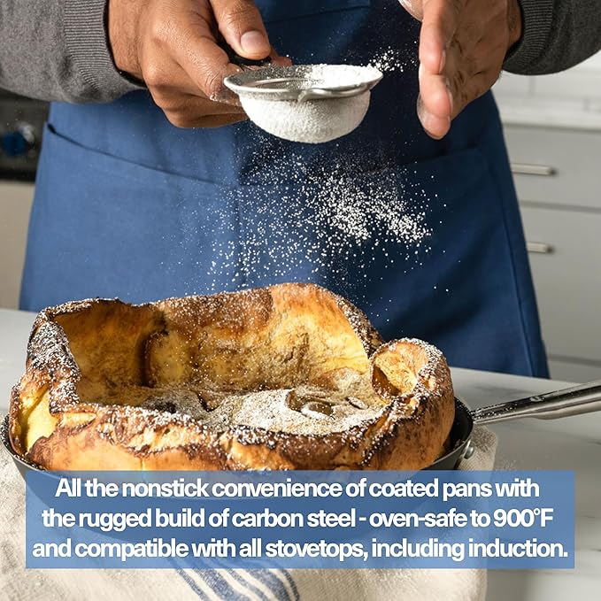Misen Carbon Nonstick™ Frying Pan – Carbon Steel Pan, Naturally Nonstick No-Coating Surface, Ultra-Durable & Oven-Safe, Induction & Gas Compatible - 12 Inch