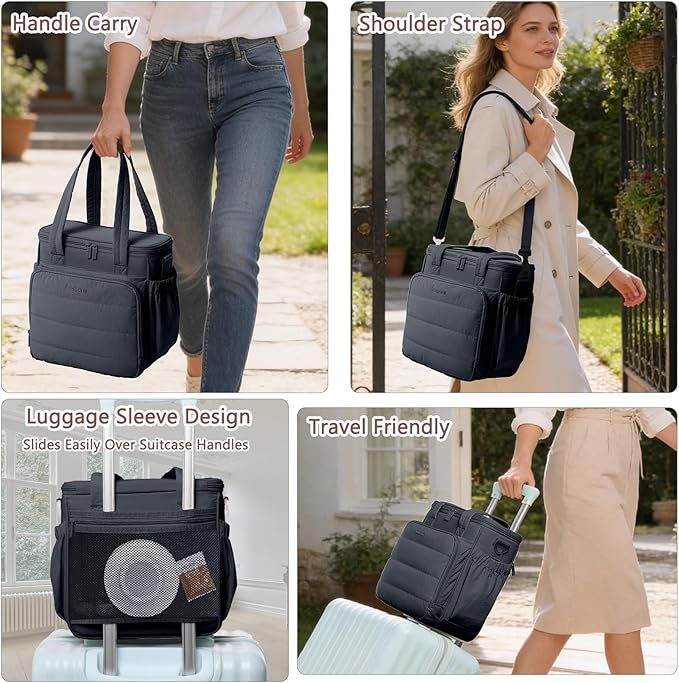 BAGSPRITE Coffee Maker Travel Bag Compatible with Keurig K-Mini Mate, Carrying Case for K-Cup Single Serve Coffee Maker, Portable Coffee Maker Case with Pod Organizer, Mug Pockets & Shoulder Strap
