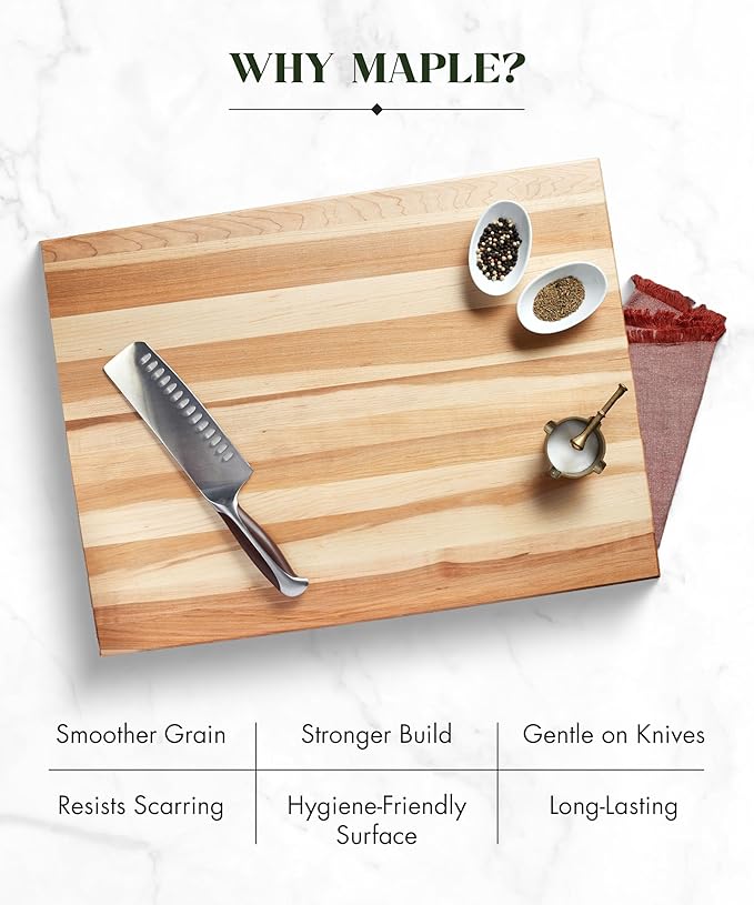 Labell Large Canadian Maple End Grain Cutting Board, Large Chopping Board for Food Prep, Natural & Durable for Charcuterie, Serving & Styling - 18" x 24" x 0.75"