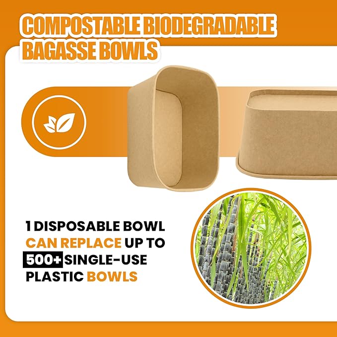 50 Pack 25 OZ Large Paper Bowls with Lids【with Spoons and Forks】, Heavy Duty Disposable Meal Prep Containers for Party, Disposable Bowls Bulk Soak-Proof and Microwave Safe for Hot/Cold Use