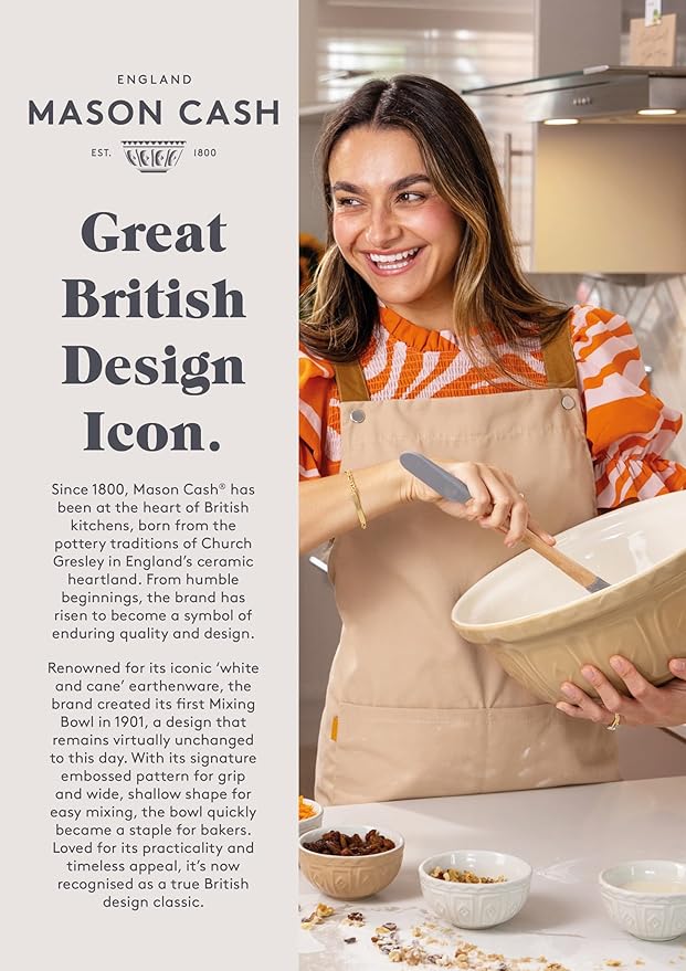 Mason Cash Home to Roost Mixing Bowl | 24cm Earthenware Bowl with Embossed Hen & Cockerel Design | Classic Bakeware for Dough, Pastry & Cake Mixing | Dishwasher & Freezer Safe