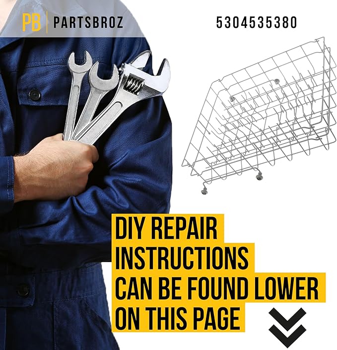 PartsBroz 5304535380 Upper Dishrack Assembly - Compatible With Frigidaire Kenmore Crosley Westinghouse Dishwasher - Replaces AP7215765 PS17219659 5304498202 5304517201 154331502 5304498220 5304517202