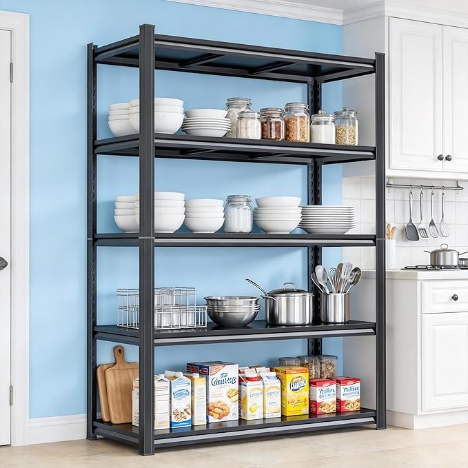 Kitchen Shelves Pantry Organizers and Storage, Adjustable Metal Shelving Unit, Kitchen Essentials Microwave Stand, Corner Shelf, Home Organization (39.4" W × 13.8" D × 71.2" H, 5)
