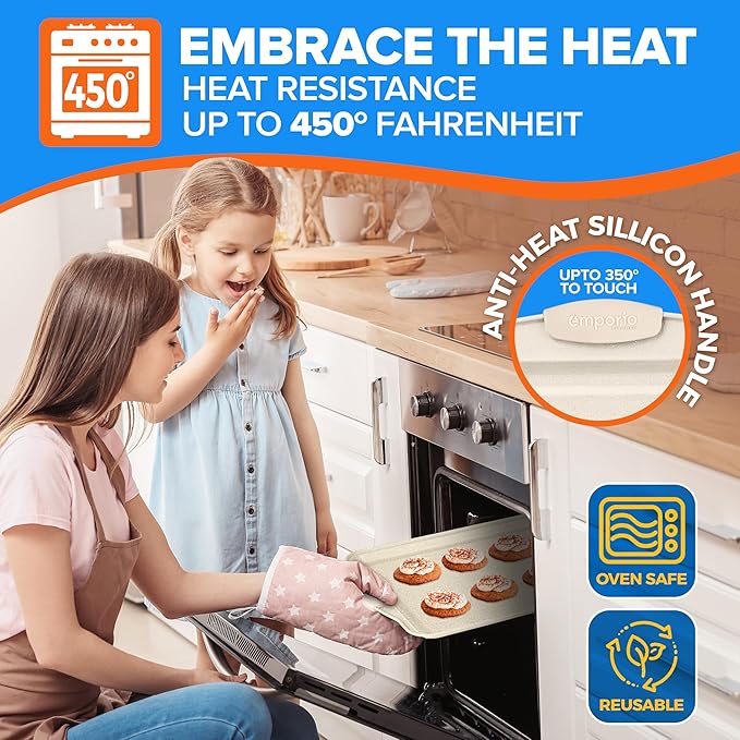 Baking Pan Set - Nonstick Coating, Carbon Steel Bakeware Set with White Silicone Handle, PFOA, PFOS, PTFE Free, Recipe Booklet Included, Oven Safe Tray (Up To 450° F), Set of 6 - White