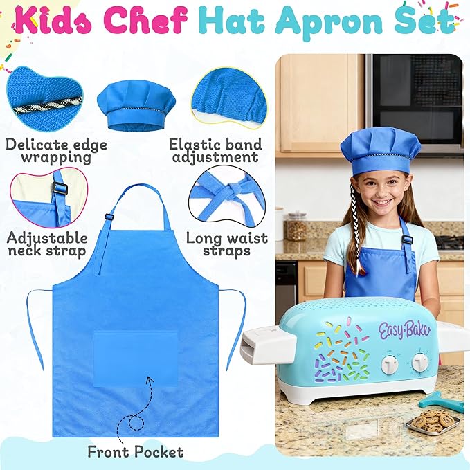 Ultimate Easy Baking Oven Bundle For Kids With 20 Items - Oven, 2 Refill Mixes, Apron, Hat, 2 Bowls, Spatula, Whisk, 9 Stickers, Baking Pan & Tool (Brave Blue Bundle)