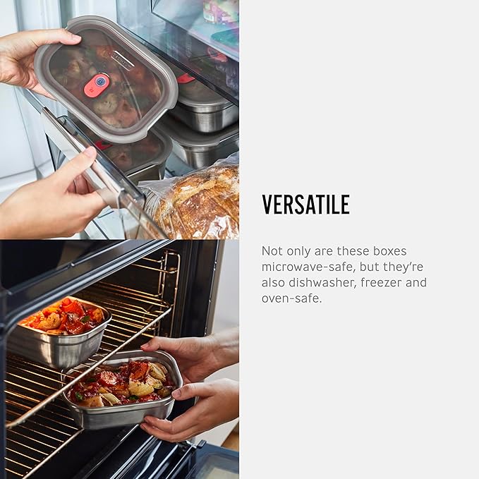 BLACK + BLUM Lunch Bowl Set - Reusable Meal Prep Containers for Picnic & Camping - Microwavable Stainless Steel Lunch Dinner Food Storage Box with Leak Proof Lid - Dishwasher Oven Safe - Small 22oz
