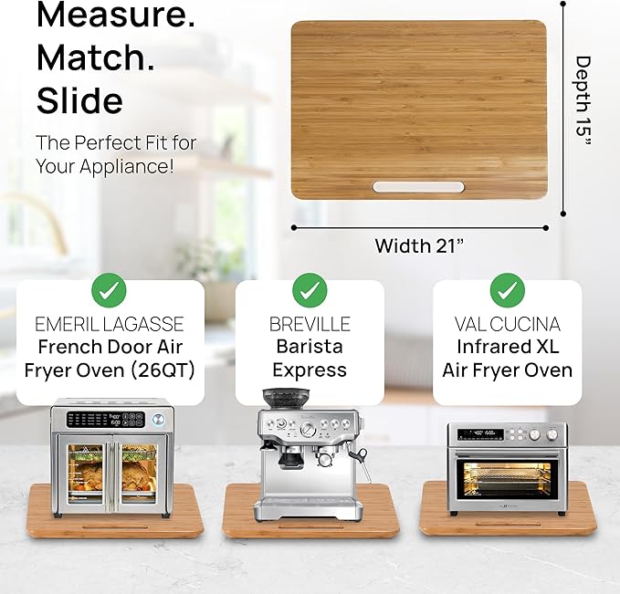 Ibyx Elegant Sliding Tray for Your Coffee Maker & Heavy Kitchen Appliances - Sturdy, Slides Easily from Under The Cabinet (Natural, 21" W x 15" D)