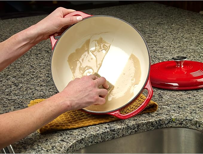 Mercer Culinary Enameled Cast Iron Round Dutch Oven, 6 qt., Red