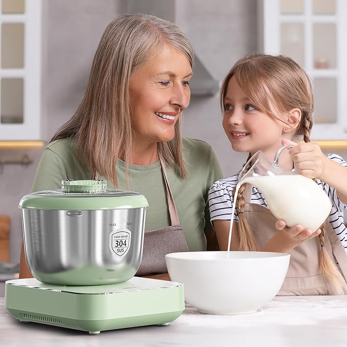5.2QT Dough Maker with Weighting, Electric Dough Maker with Ferment Function, Face-up Touch Panel, 304 Stainless Steel, Green