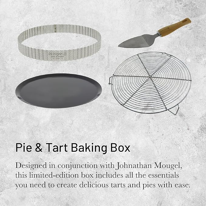 de Buyer Home Baking Box for Pie & Tart - DIY Pastry-Making Kit - Includes Fluted Tart Ring, Baking Sheet, Cooling Rack + Cake & Pie Server