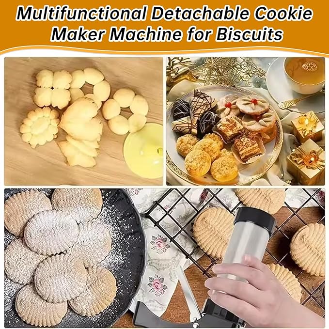 Cake Decorating Kit,Cookie Press,Baking Tools,Cookie Press Gun Kit, Stainless Steel Cookie Press for Baking,Multifunctional Detachable Cookie Maker Machine for Biscuits