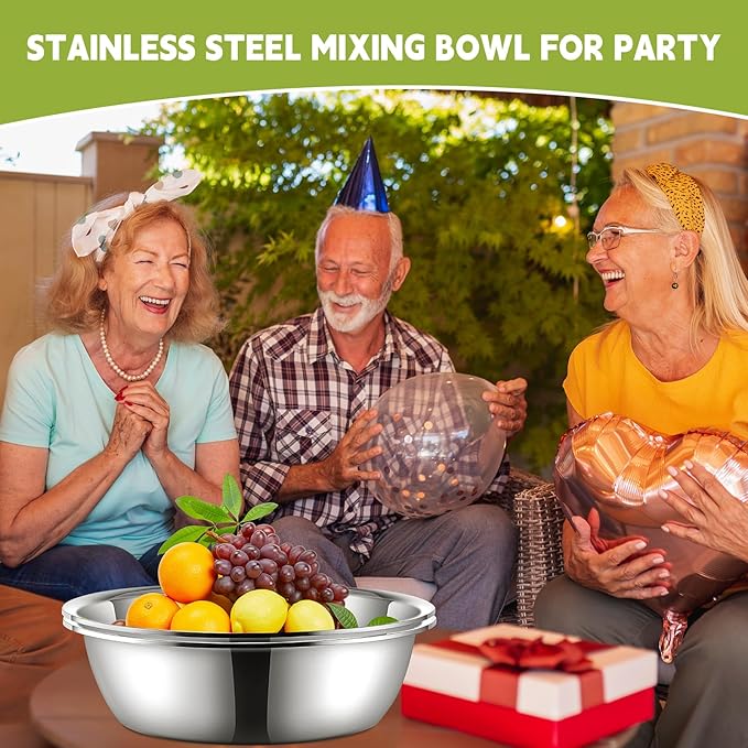 Yungyan 2 Pieces Large Mixing Bowl Stainless Steel Oversized All Purpose Steel Bowl Metal Bowl for Serving Baking Marinating for Home Cooking or Commercial(14.46 Quarts)