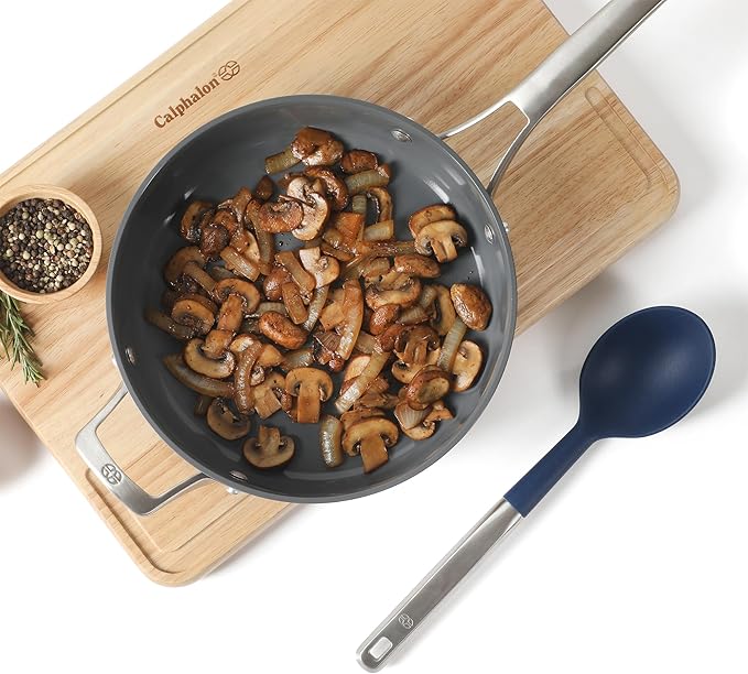 Calphalon Prime 7 Piece Sillicone and Teak Wood Kitchen Tool & Gadget Set - Navy Blue