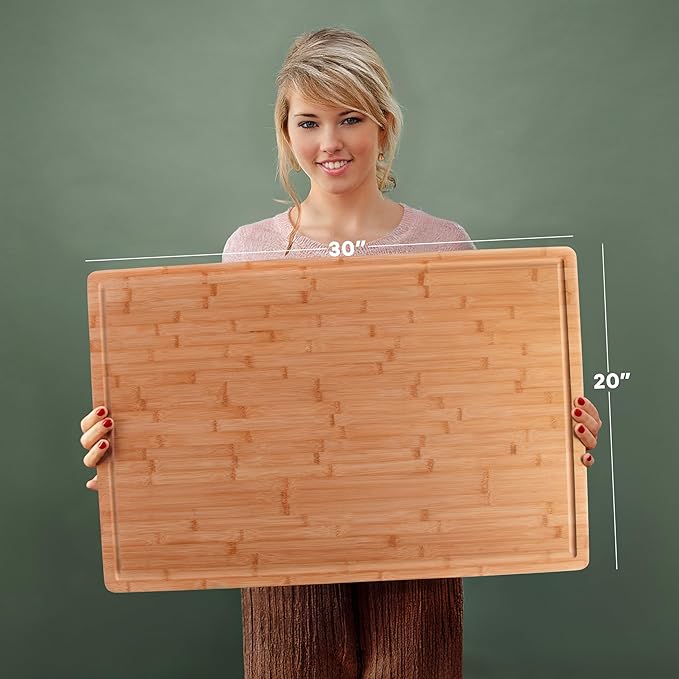 Massive Extra Large Cutting Board for Kitchen 30 X 20 for Kitchens - Heavy Duty Bamboo Chopping Boards for Meat, Veg & Charcuterie - Large Wooden Stove Top & Countertop (30" x 20")
