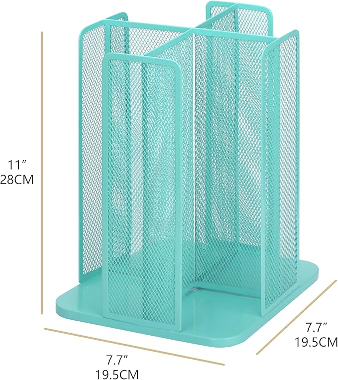 Annova Paper/Plastic Cup and Lid Holder Plastic Storage Organizer, 360°Rotating Coffee Mup Dispenser with 4 Compartments, Multifunctional Storage Rack for Home, Office, Bar, Coffee Shop (Turquoise)