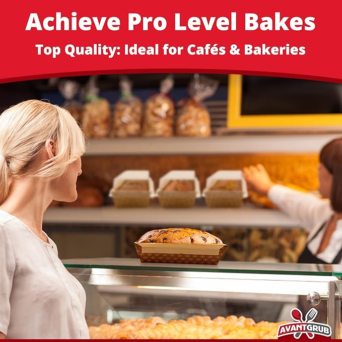 Chef-Grade 1Lb Paper Loaf Pans w/Lids 50Pk. Elegant Disposable, Bakeable Kraft Pan Supplies for Baking Bread, Small Meatloaf, Bundt Cake Sweets for Holiday Gifts, Bake Sales or Fundraiser.