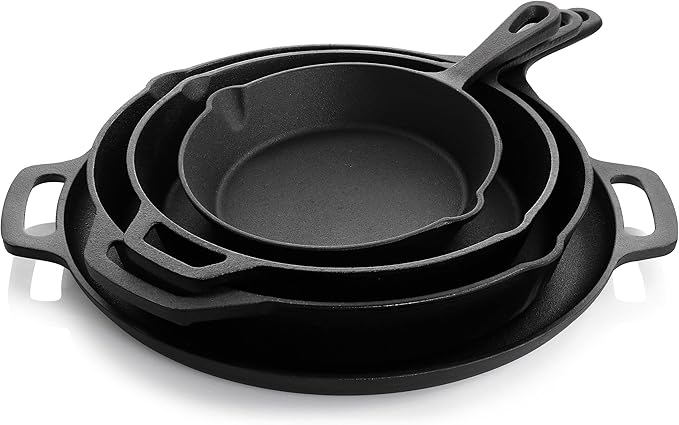 Megachef MegaChef 12 Piece Round PreSeasoned Cast Iron Cookware Set, Black and Red