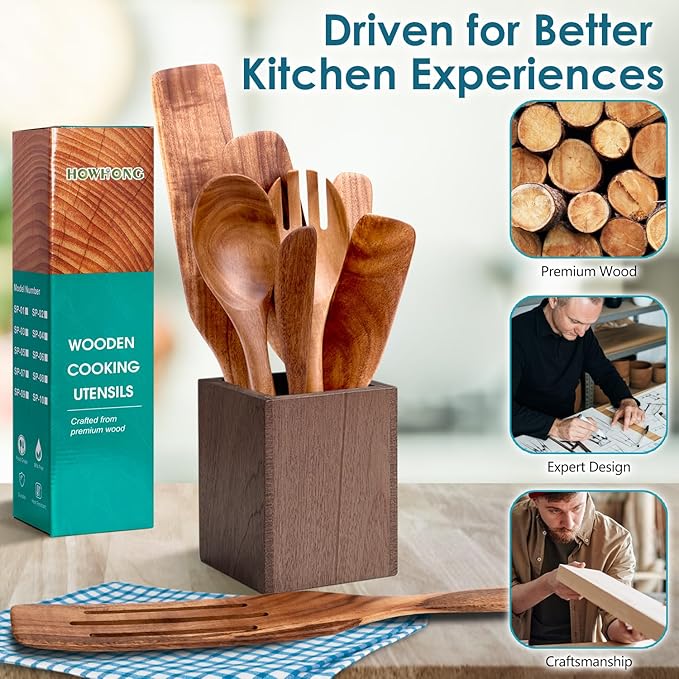 Wooden Spurtle Set for Cooking, Acacia Wood Kitchen Utensils, Premium Handmade Spurtles for Nonstick Cookware, Heat Resistant, Smooth Finish, Comfortable Grip, 8 Piece