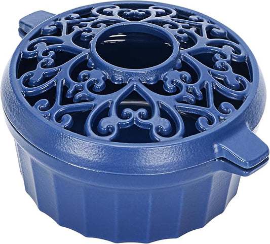 Wood Stove Steamer-Fireplace Humidifier,Cast Iron Humidifier for Stove, Matte Black Finish, Rust Resistant, Lattice Top, 2.5 Quart Capacity,Wood Burning Stove Indoor Decorative.Blue