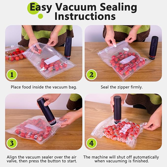 Compact Vacuum Sealer for Food, Cordless Handheld Vacuum Sealer Machine with 30 Reusable Vacuum Seal Bags, Ideal Portable Vacuum Sealer for Travel, Kitchen Meal Prep and Camping