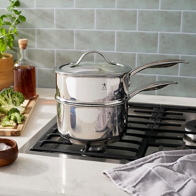 Henckels Aragon 2.5-qt Stainless Steel Saucepan with lid & steamer insert