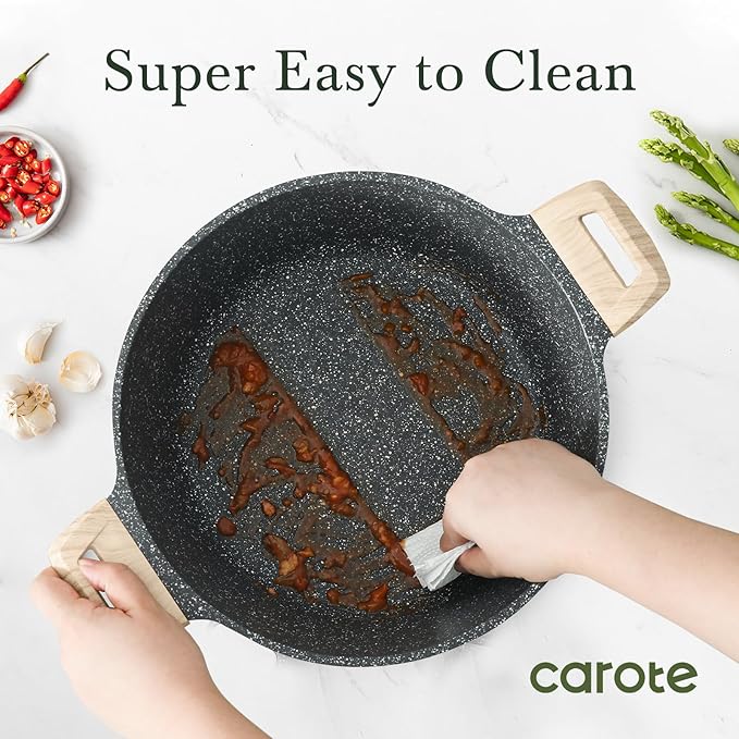 CAROTE Nonstick Stock Pot with Lid Soup Pot, 6 Quart Casserole with Lid, Easy to Clean Non Stick Cooking Pot,Pasta Pot