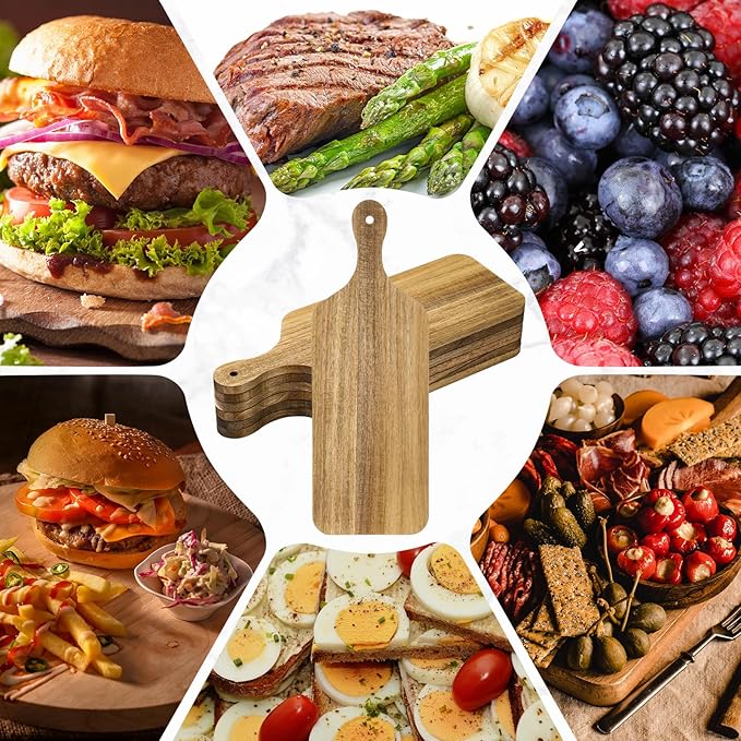 Lounsweer 6 Pcs Thicken Cutting Board Bulk Wood Board for Chopping Serving Charcuterie Material for Laser Engraving Mother' Day Wedding Housewarming Gift