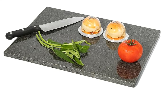 Kota Japan Premium Non-Stick Natural Black Granite Stone Pastry Cutting Board Slab 12" X 16" with No-Slip Rubber Feet for Stability and to Protect your Countertops | Easy to Clean | Stays Cool