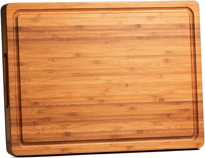 Bamboo Cutting Boards for Kitchen, Extra Thick Wood Butcher Block, Heavy Duty Wooden Chopping Block, Charcuterie Boards & Cheese Platter, 14"x10"x0.9"