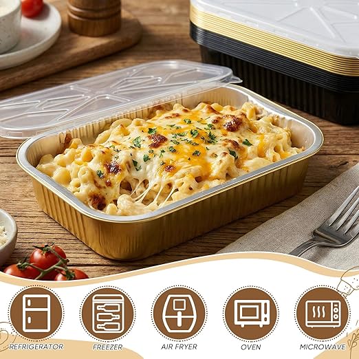 Baderke 20 Set 9x13 Heavy Duty Aluminum Pans with Lids Double Thick Aluminum Foil Baking Pan Food Container for Heating Cooking Meal Prep Storage Freezer and Takeout (Multicolor)