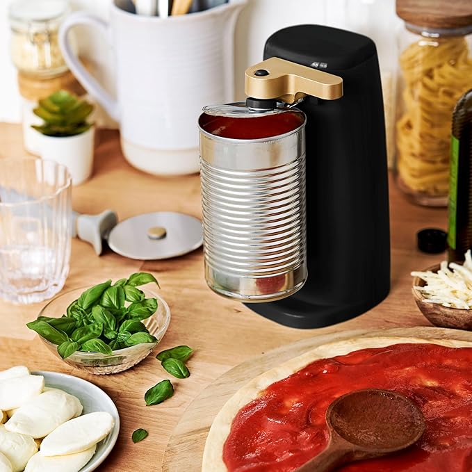 Electric Can Opener by Drew Barrymore, Stainless Steel Blade, Auto-Turn Feature (Black Sesame), 1
