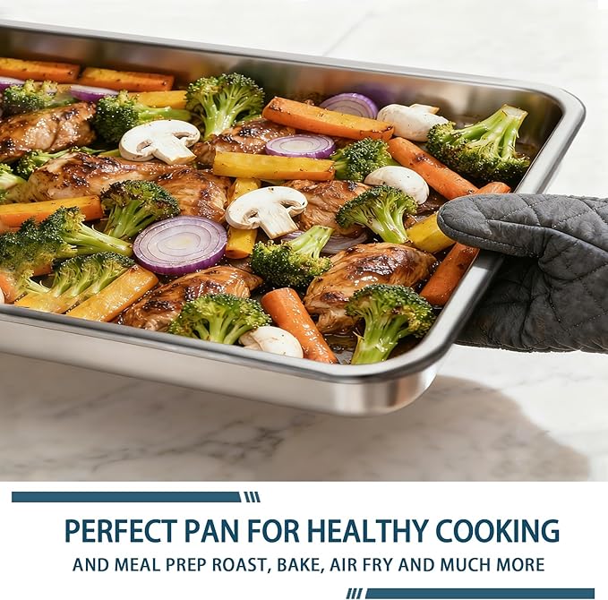 12 Pack Half Size Baking Sheet Pan Set, Aluminum Commercial Quality Cookie Sheet for Baking or Roasting, Large Thick Baking Tray Prevents Warping, 13" × 18" Cookie Tray Pan