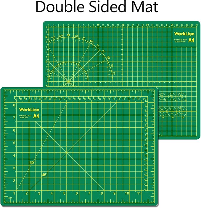 WORKLION Full 9" x 12" Art Self Healing PVC Cutting Mat, Double Sided, Gridded Rotary Cutting Board for Craft, Fabric, Quilting, Sewing, Scrapbooking Project (3 Pack)…