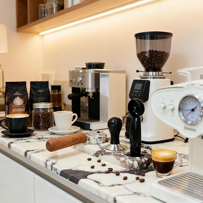 Coffee Press Pad Natural Marble Holder Espresso Coffee Machine Handle Organiser Plate Powder Hammer Storage Stand Tamper Mat Barista Tool Home Kitchen Coffee Shop Station