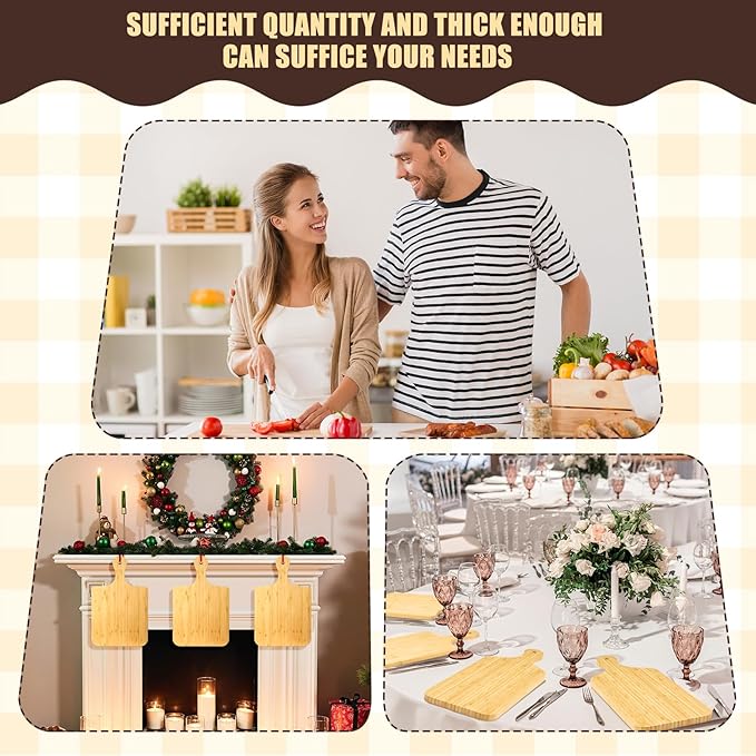 Lounsweer 6 Pcs Thicken Cutting Board Bulk Wood Board for Chopping Serving Charcuterie Material for Laser Engraving Mother' Day Wedding Housewarming Gift(Bamboo,16 x 10 Inches)
