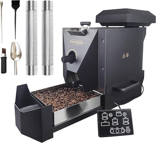 500g Automatic Coffee Roaster Machine for Home Use Wth Smoke Filter(Suitable for Light Roasting), The Smoke Pipes (Suitable for Medium and Dark Roasting) and Chaff Collector