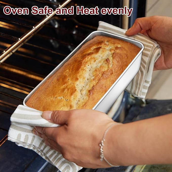 LIANYU 3 Pack 12 x 5 Inch Large Loaf Pans, Stainless Steel Bread Baking Pan Sets, Deep Meatloaf Pans for Homemade Bread, Cakes, Sandwich, Solid & Durable, Dishwasher Safe