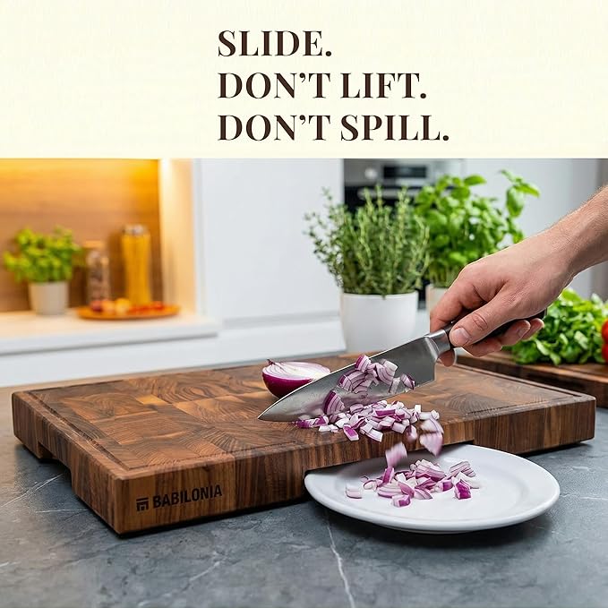 American Black Walnut Cutting Board - 15.7 x 10.2 Inch (ExtraThick 1.7") Premium Quality & Professional Butcher Block. Heavy Duty End Grain Wood Chopping Board (Oil & Plate Included)