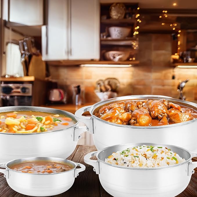 Alpine Cuisine 8-Piece Nonstick Aluminum Caldero Cookware Set with Lids | Includes 2 Qt, 3.5 Qt, 7 Qt, 13 Qt Pots | Ideal for Stews, Soups, & Rice