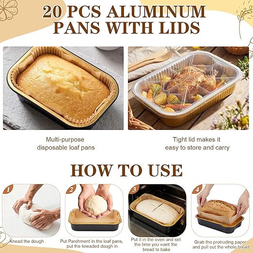 Baderke 20 Set 9x13 Heavy Duty Aluminum Pans with Lids Double Thick Aluminum Foil Baking Pan Food Container for Heating Cooking Meal Prep Storage Freezer and Takeout (Multicolor)