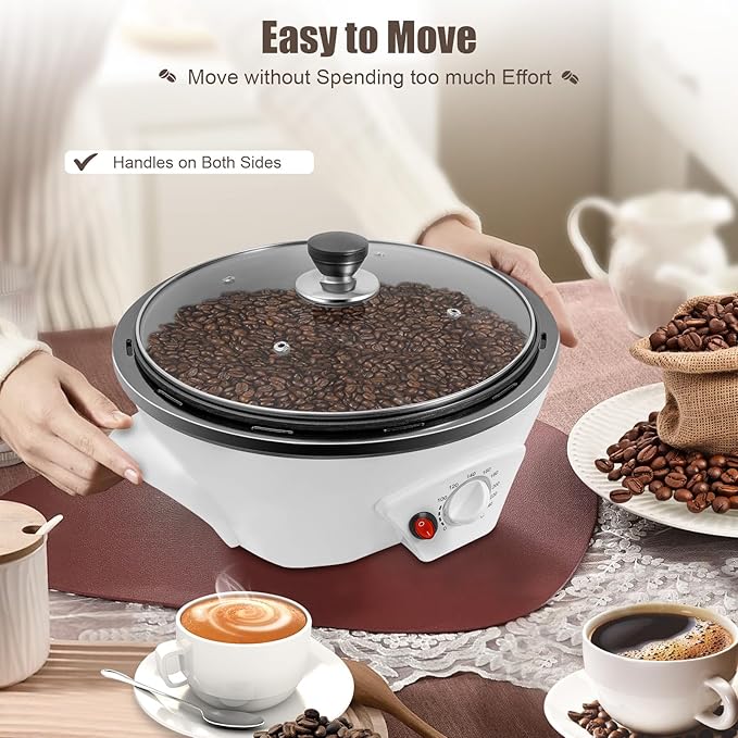 Coffee Bean Baking Machine, 110V Electric Coffee Roaster with Timer, 800W Adjustable Temperature Household Coffee Bean Roasting Baking Machine 1.1 Lbs Coffee Roasting Tool for Peanuts, Soybeans, Beans
