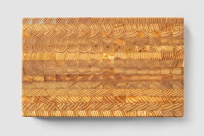 Larch Wood Canada End Grain Small Cutting Board, Standard Line, Handcrafted for Professional Chefs & Home Cooking, 17-3/4" x 11" x 1-1/2"