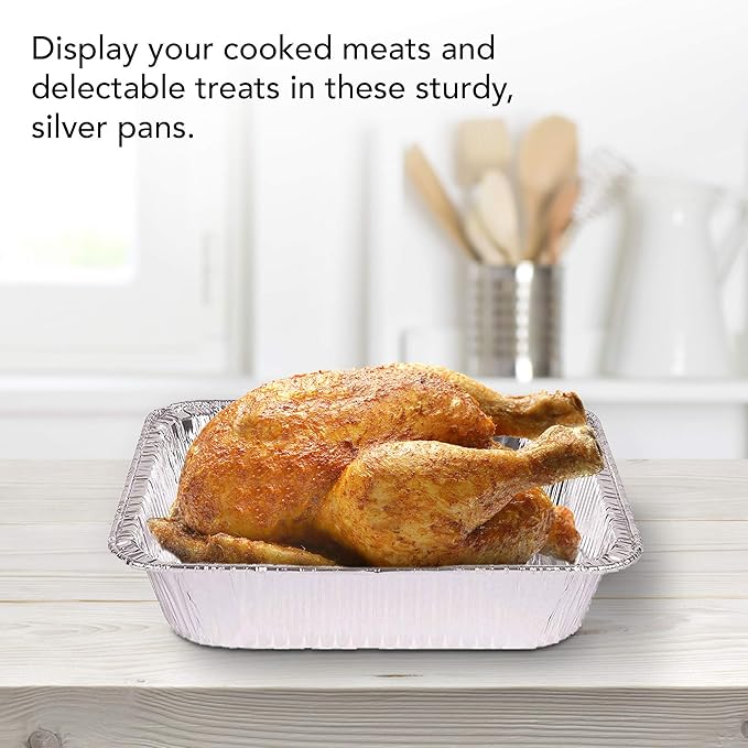 Stock Your Home 9x13 Aluminum Pans (40 Pack) - Disposable and Recyclable Foil Trays - Half Size Steam Table Deep Pans - Tin Foils for Cooking, Heating, Storing, Prepping Food