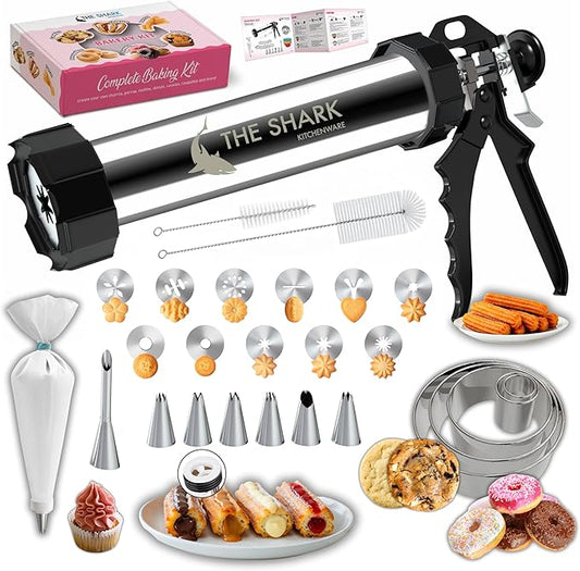 Churro Maker Machine & Spritz Cookie Press Gun Kit – 304 Stainless Steel, Easy to Clean & Large Capacity – Make Authentic Churros & Cookies at Home – Ideal Baking Tool for Families, Chefs & Beginners